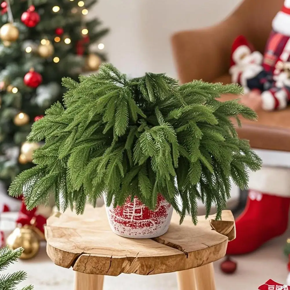 

17.7inch Artificial Norfolk Pine Needle Branches Xmas Ornament Wreath Branches Simulation Arrangement Ceder Plastic Wedding R9Z9