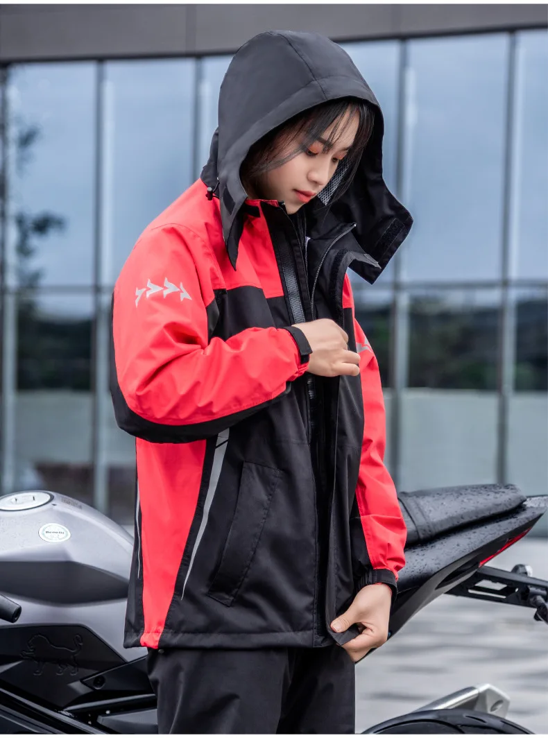 Motorcycle raincoat outdoor Split cycling raincoat and rain pants Rider electric bike Oxford raincoat set Men women waterproof