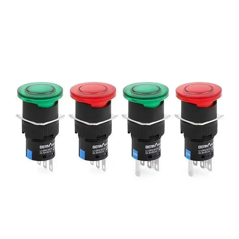 

Кнопочный переключатель с грибовидной головкой 16 мм LA16-11M Самоблокировка с самовозвратом и подсветкой 3-контактный 5-контактный силовой мгновенный переключатель