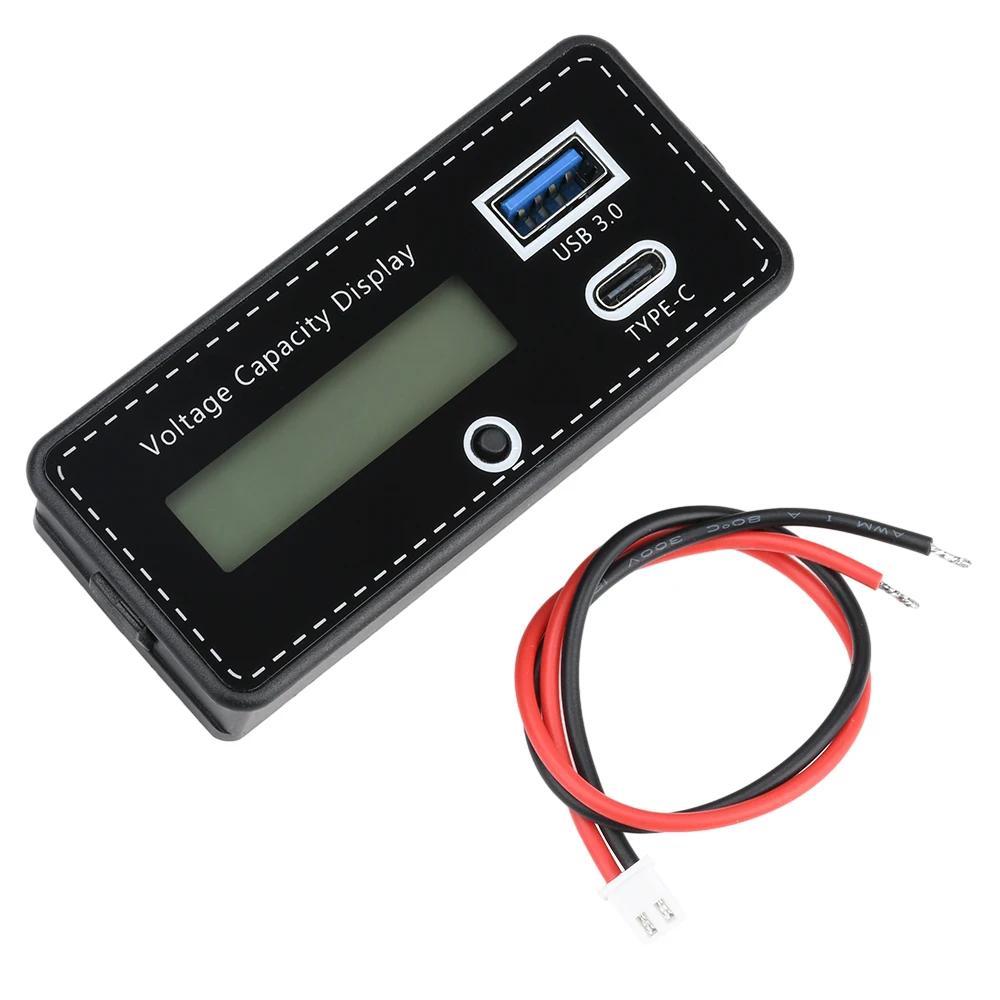 DC 8-30V LCD Digital Battery Capacity Indicator Lead-acid Lithium Iron Tester Instrument Tool USB+Type-C Fast Charging Interface