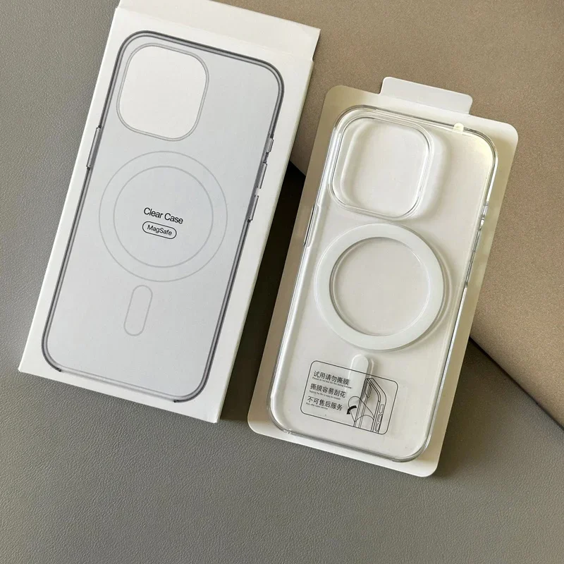 Capa magnética de animação original para iphone 16 17 pro max, capa dura transparente para pc magsafe, capa de carga sem fio, acrílico funda