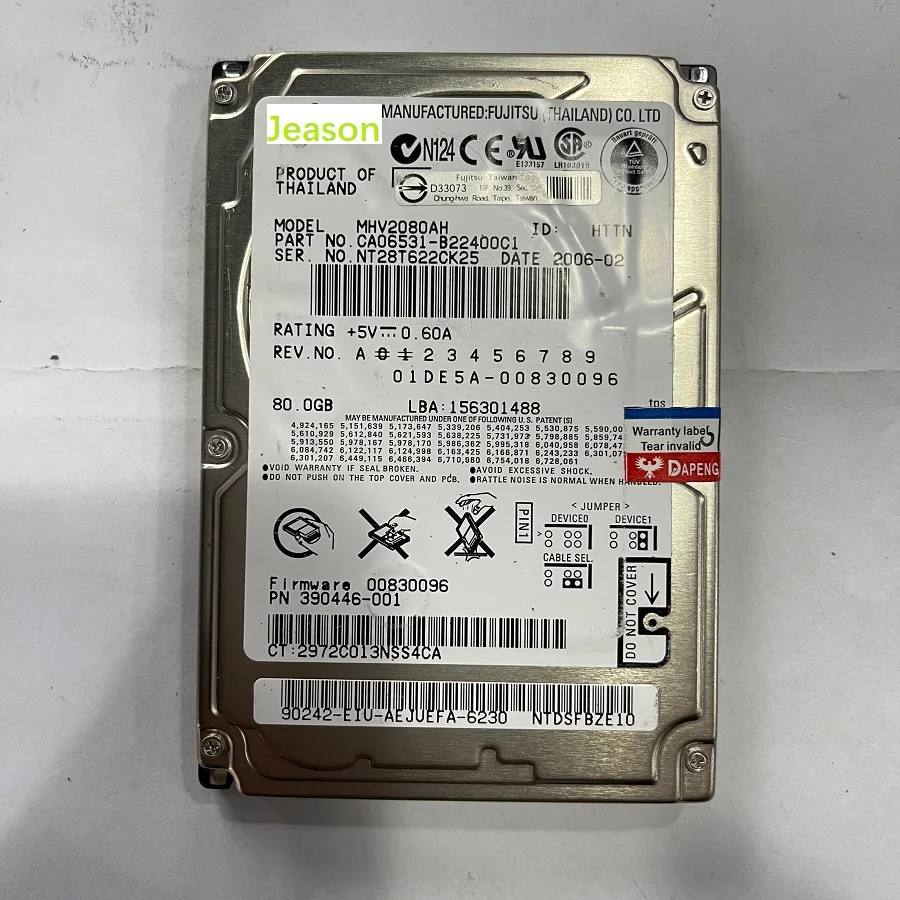 Used 80 GB IDE PATA Internal,5400 RPM,2.5