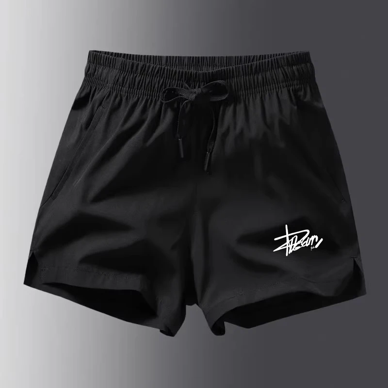 

Летние спортивные шорты из ледяного шелка для мужчин и женщин, укороченные, для марафона, легкой атлетики, бега, фитнеса, повседневные, для молодежи