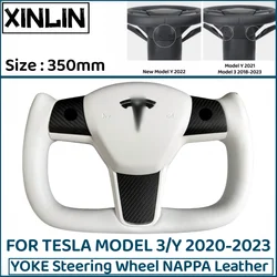 Yoke Steering Wheel For Tesla Model 3/Y 350mm Heating Optional Personalized NAPP Leather Handle Steering Wheel Accessories 2023