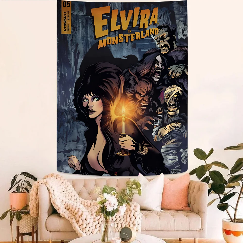 Movie Elvira M-Mistress Of The Dark Printed Large Wall Tapestry Art Science Fiction Room Home Decor Decor Blanket #3