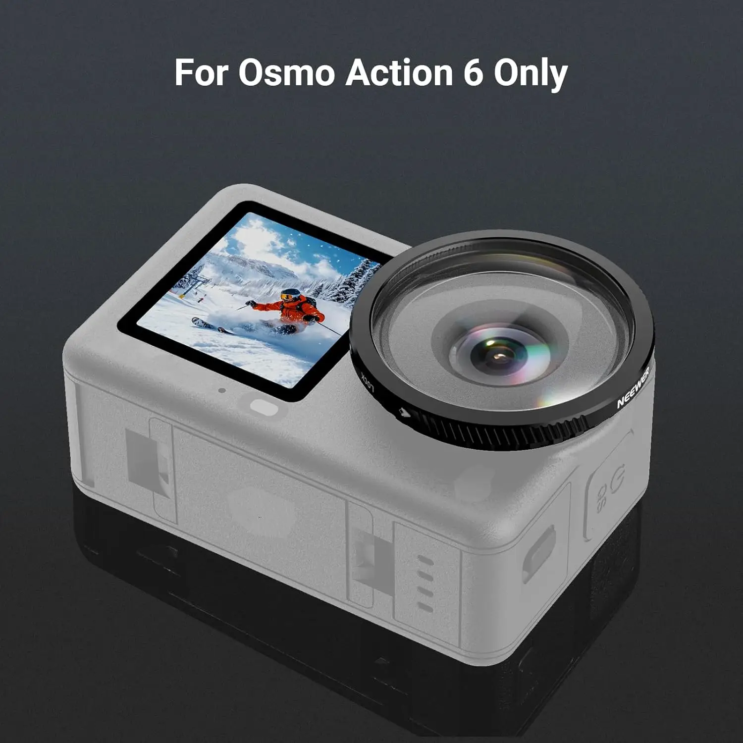 NEEWER Weitwinkelobjektiv, 180° ° FOV HD Optisches Glas, 3 Elemente, 3 Gruppen, zum Aufschrauben, Action-Kamera-Objektiv, nur für DJI Osmo Action 6 – Detail 4