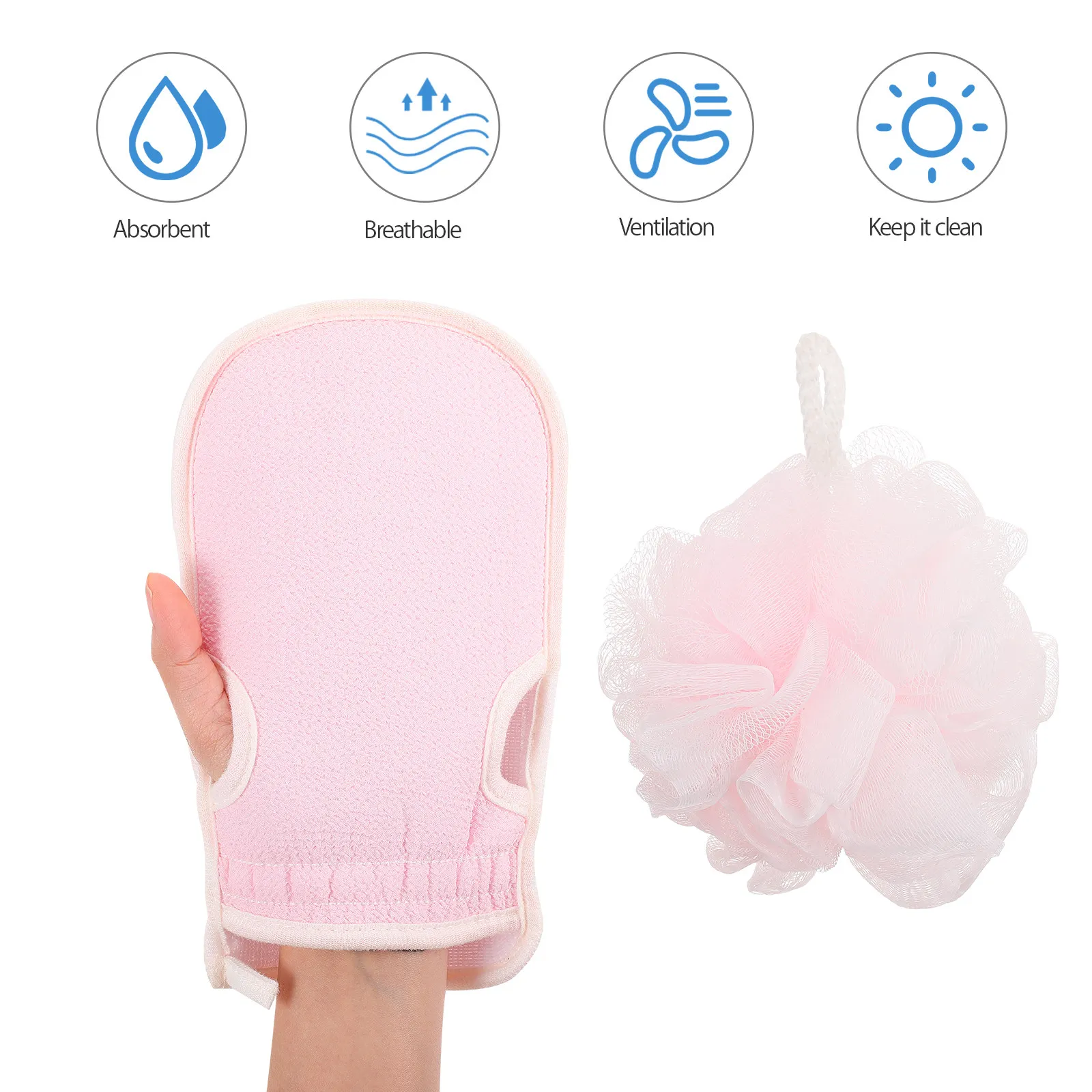 

1Set Bath Towel Back Rub Mud Strip Shower Ball Durable Soft Material Long Strap Clean Skin Pores Blackheads Remove