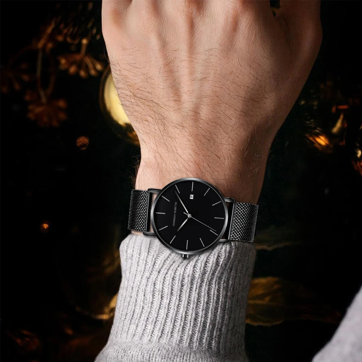Classic Bauhaus Design Men Watch Dark Blue Japan Quartz Waterproof Stainless Steel Fashion Business Calendar Ultra Thin Watches