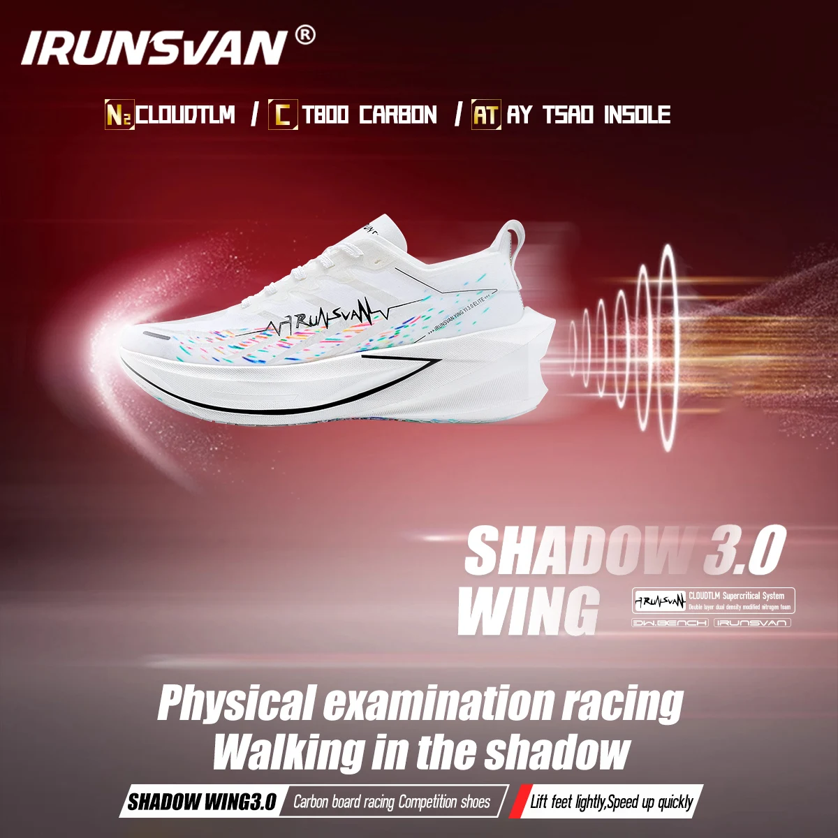 IRUNSVAN 2025 Shadow Wing 3.0 Full Palm T800 Carbon Board Running Shoes Breathable and Durable Sports Shoes for Men and Women
