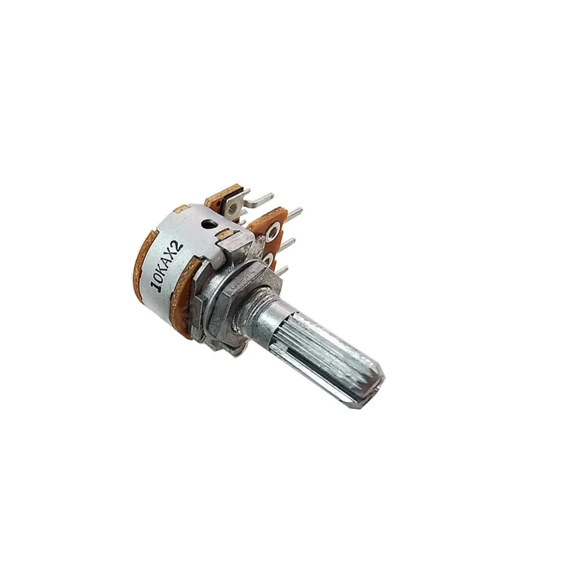 100% new Japan 1pcs ALPS RK163 A10KX2 Audio Dual-unit Rotary Potentiometer 16-type A10K 6Pins 20mm plum shaft