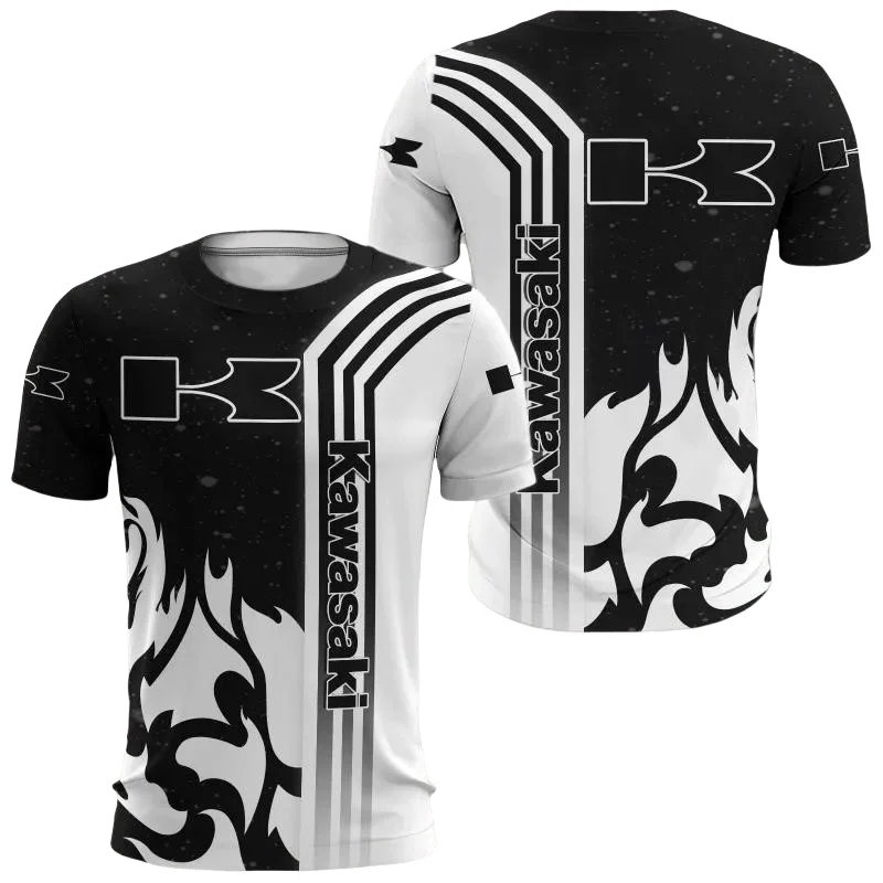

Summer Outdoor Quick Drying Breathable Kawasaki Short Sleeved Shirt Men's And Women's Thin Motorcycle Comfortable Cool T-shirt