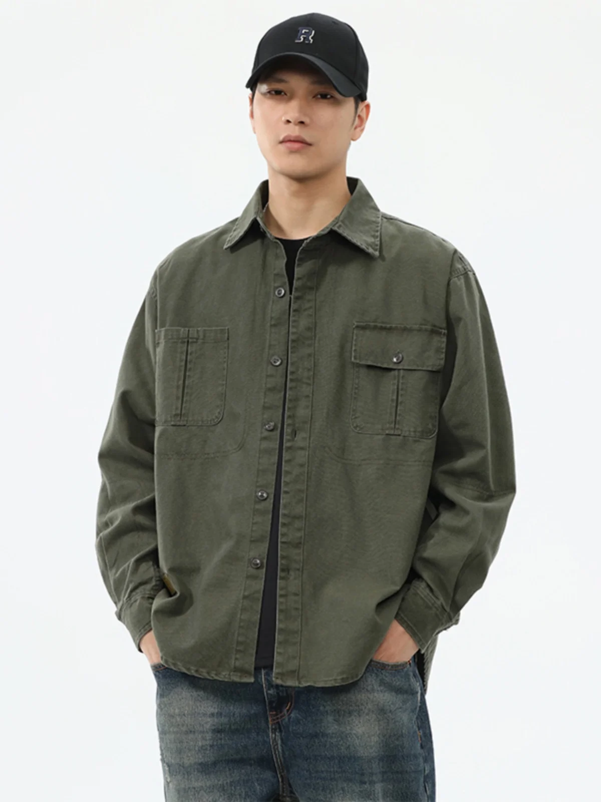 

Ретро-куртка в американском стиле с длинными рукавами для мужчин, свободная рабочая одежда, осенне-зимняя модная верхняя одежда, 100% хлопок