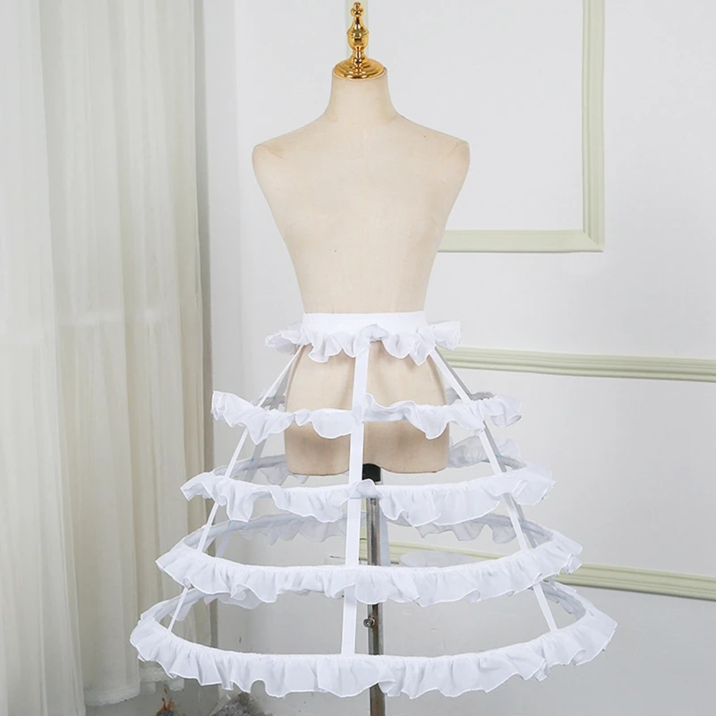 Kadın Lolita kabarık etek Petticoat Hoop etek kuş kafesi kılçık Cosplay kızlar düğün gelin elbise underdress için jüpon