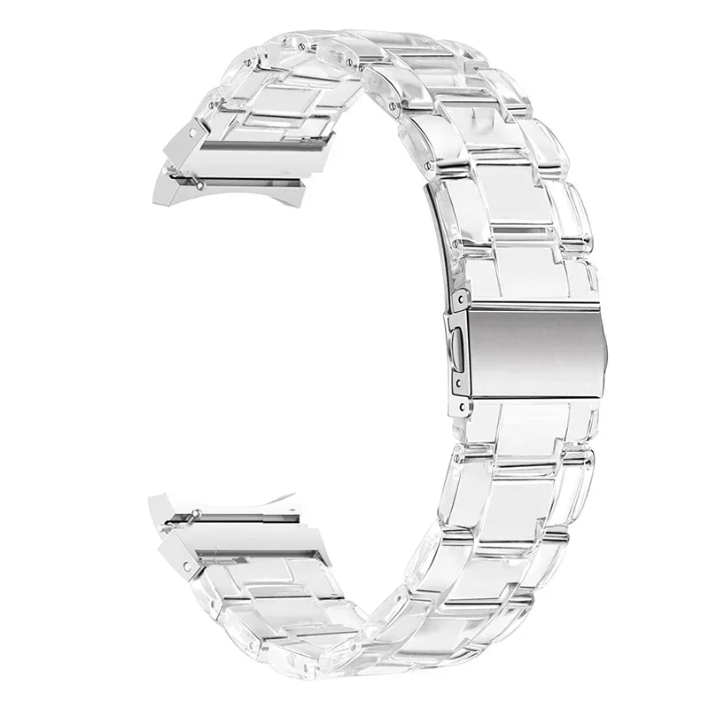 Correa de reloj para Samsung Galaxy Watch 6, pulsera de resina transparente de 44mm y 40mm, Correa para galaxywatch 5, 45mm, sin huecos, pulsera con extremo curvo