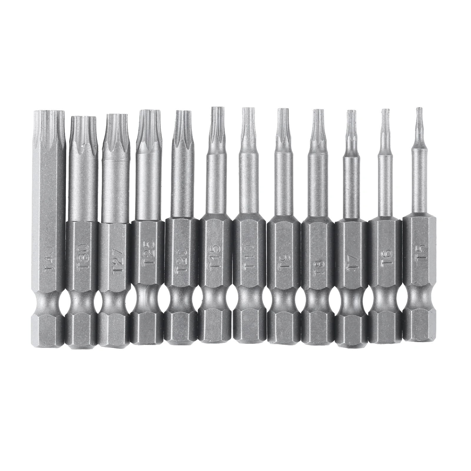 

12pcs/Set 50mm Car Torx Screwdriver Bit Hexagonal Alloy Steel 1/4 Standard Hexagonal Handle Car Repair Disassembly Tools
