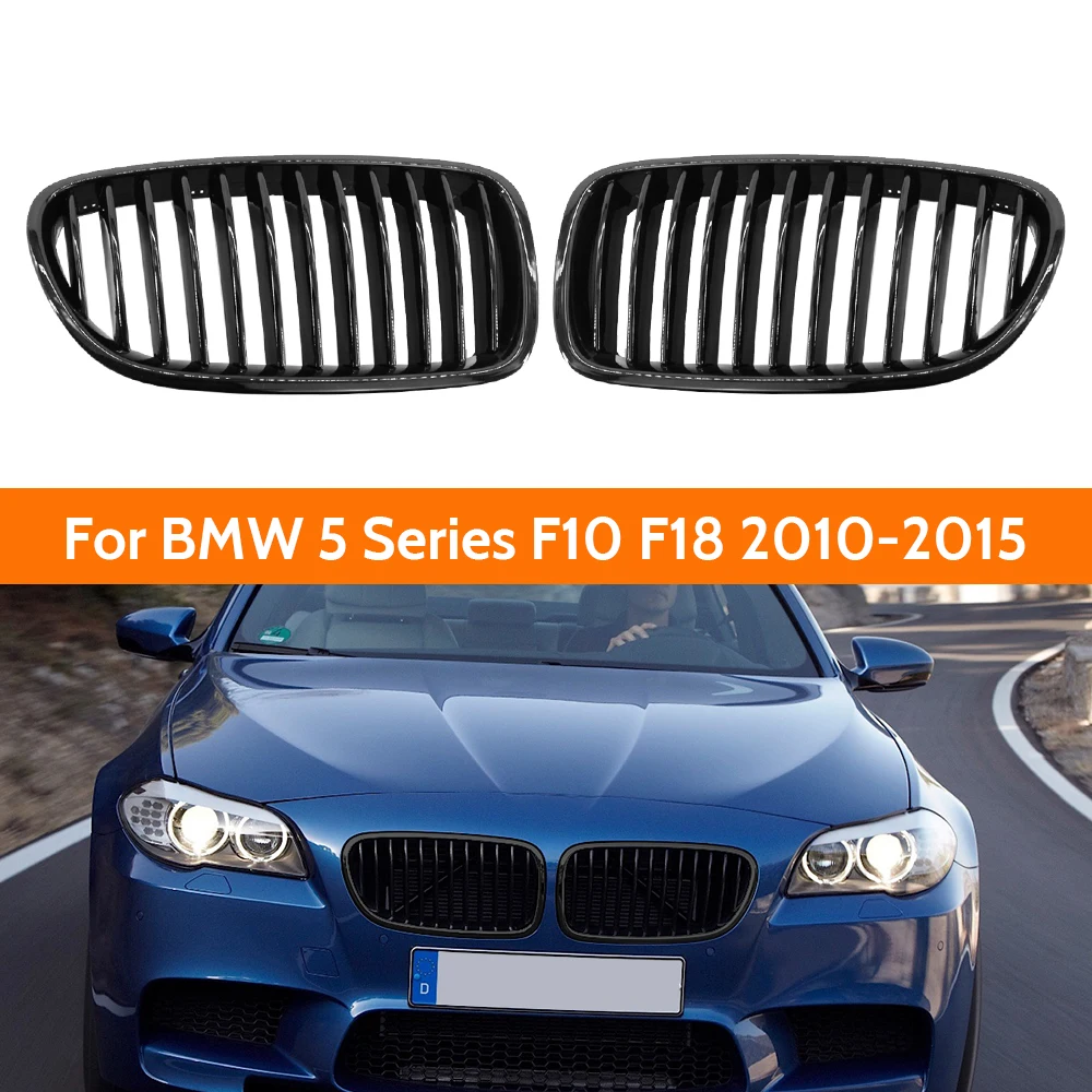 1 Pair Car Glossy Black Front Grill Kidney Grilles Racing Grill Accessories For BMW F10 F18 5 Series 2010-2015