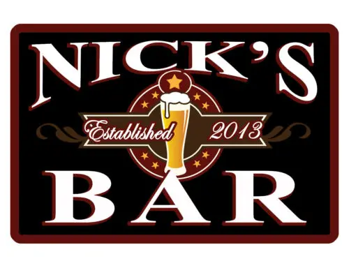 PERSONALIZED BAR SIGN YOUR NAME DURABLE FULL COLOR ALUMINUM BIG 12X18 BAR #350