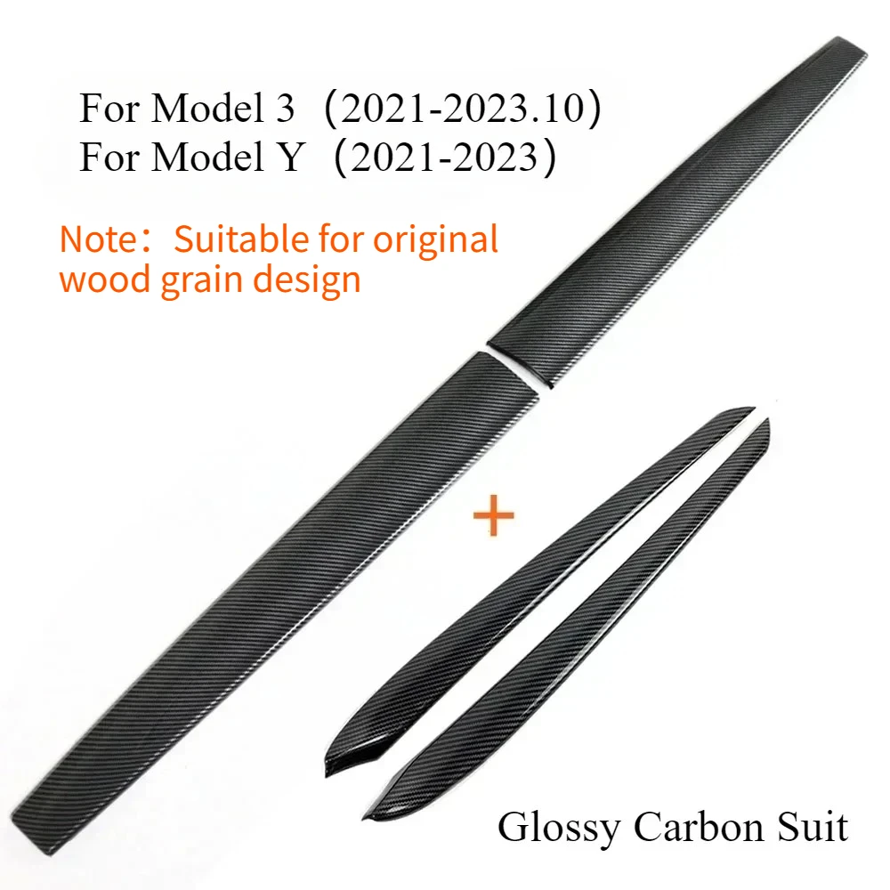 Dashboard Trim Strip voor Tesla Model 3 Y Center Console Panel Sticker Cover Carbon Fiber ABS Modely Auto Accessoires 2017-2023