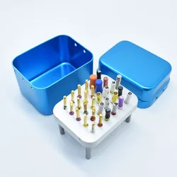 F053 Dental Disinfection Endo Files Holder Metal Box 30 Points Autoclave Sterilizer Case Burs For Oral Care Tools Random Color