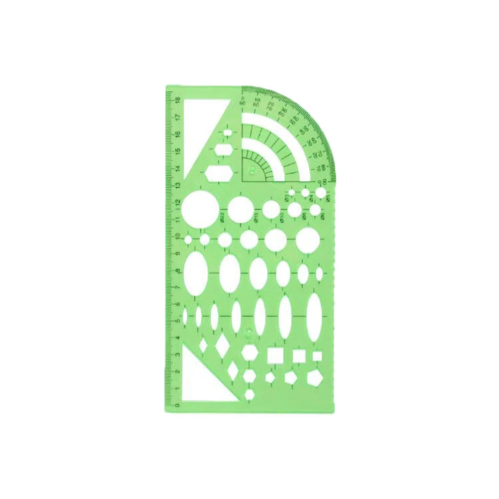 6pc Clear Green Plastic Geometry Ruler Set Transparent Geometric Drawing Template For Art Architecture