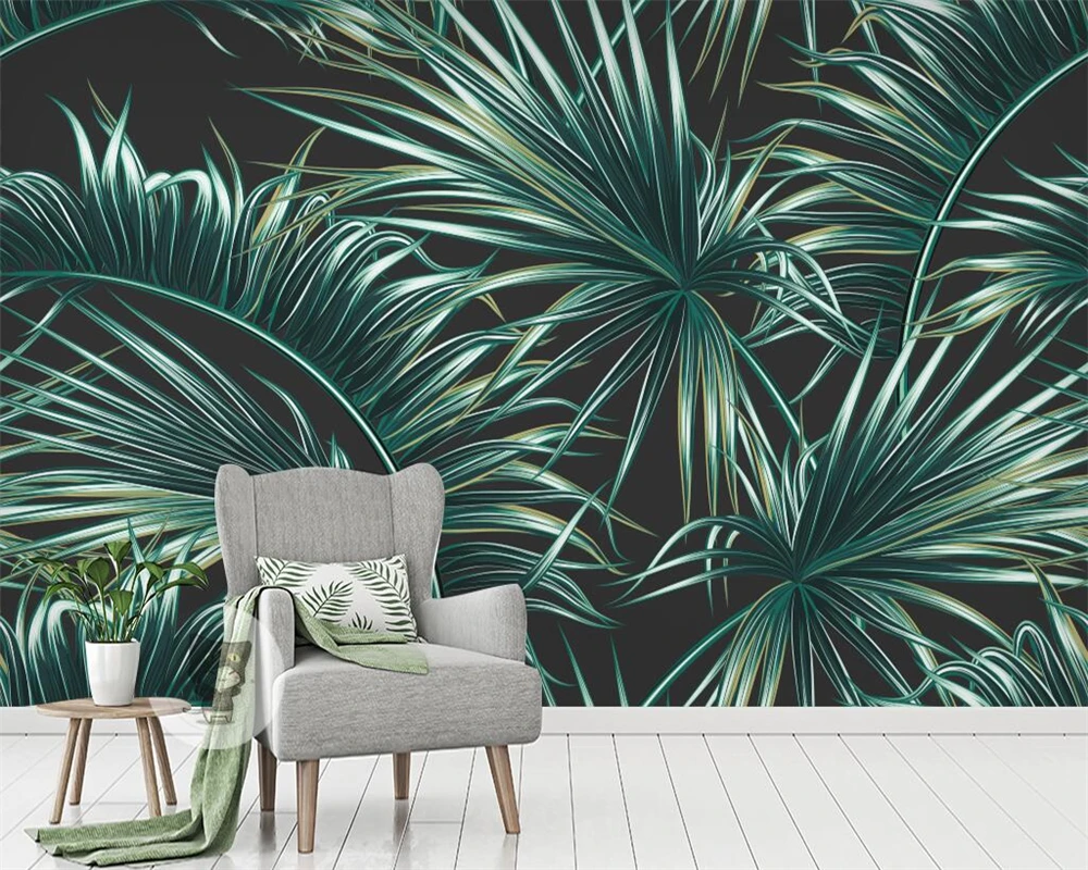 

Custom wallpaper home decor mural modern fresh rainforest plant banana leaf Canvas relief material mural 3D wallpaper