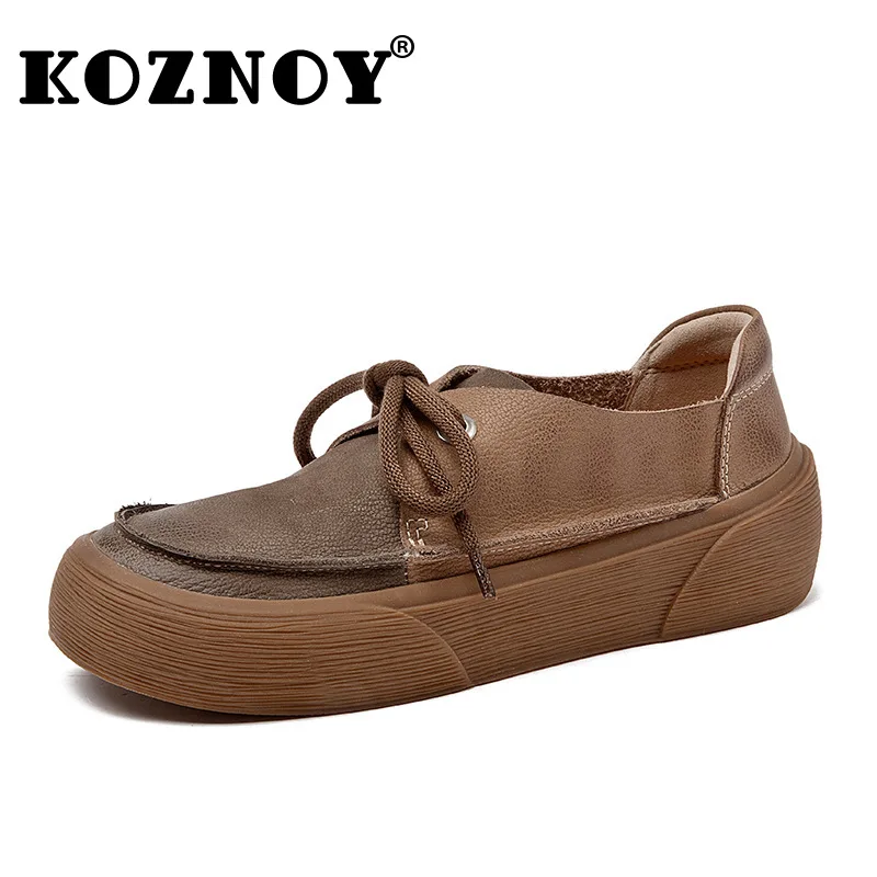 Koznoy 2.5cm etniczne naturalne zamszowe krowy jesienne mokasyny damskie wygodne wiosenne buty sportowe miękkie płaskie buty rekreacyjne