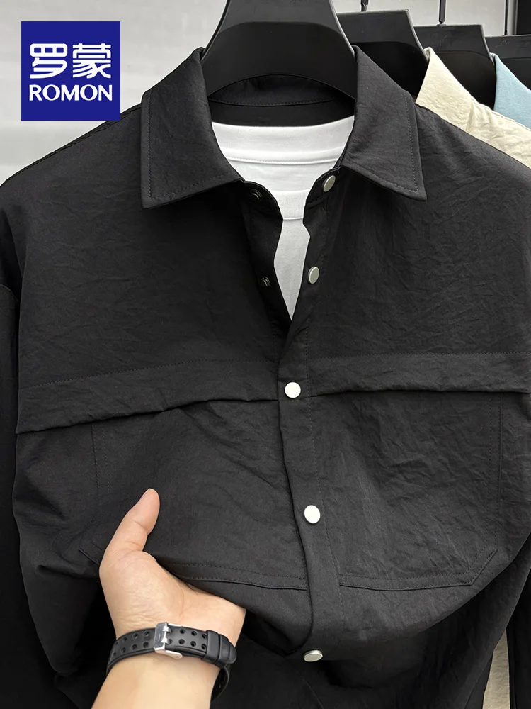 

Rn Men's Casual Faion irt Workwear Loose Fit Breathable Polyester Long Sve Button up irt for Autumn Busin