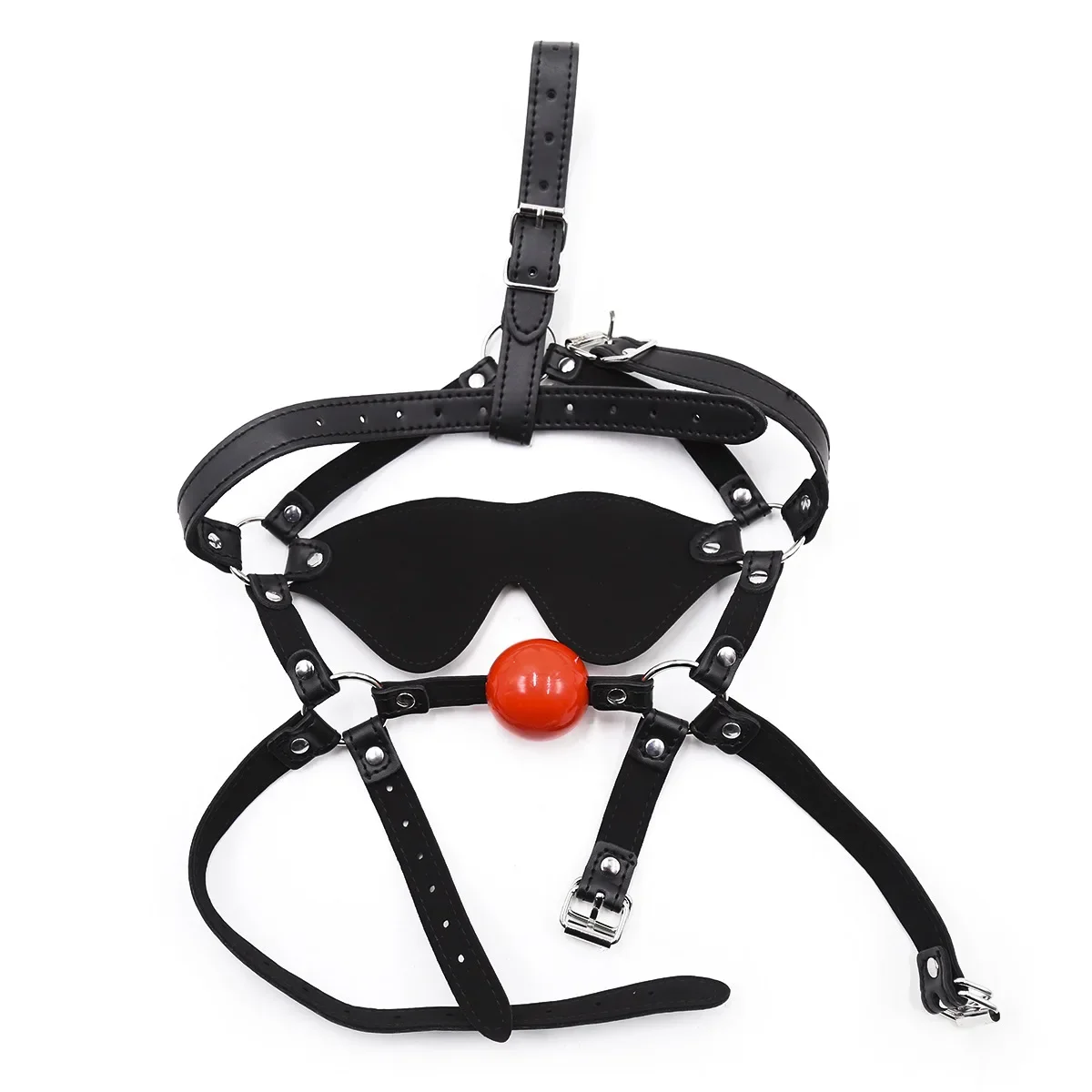 Mouth Strap Soft Ball Gag Head Harness Sexual Toys Head Strap Role Play System Sex Accessories Restraint Bondage PU Leather