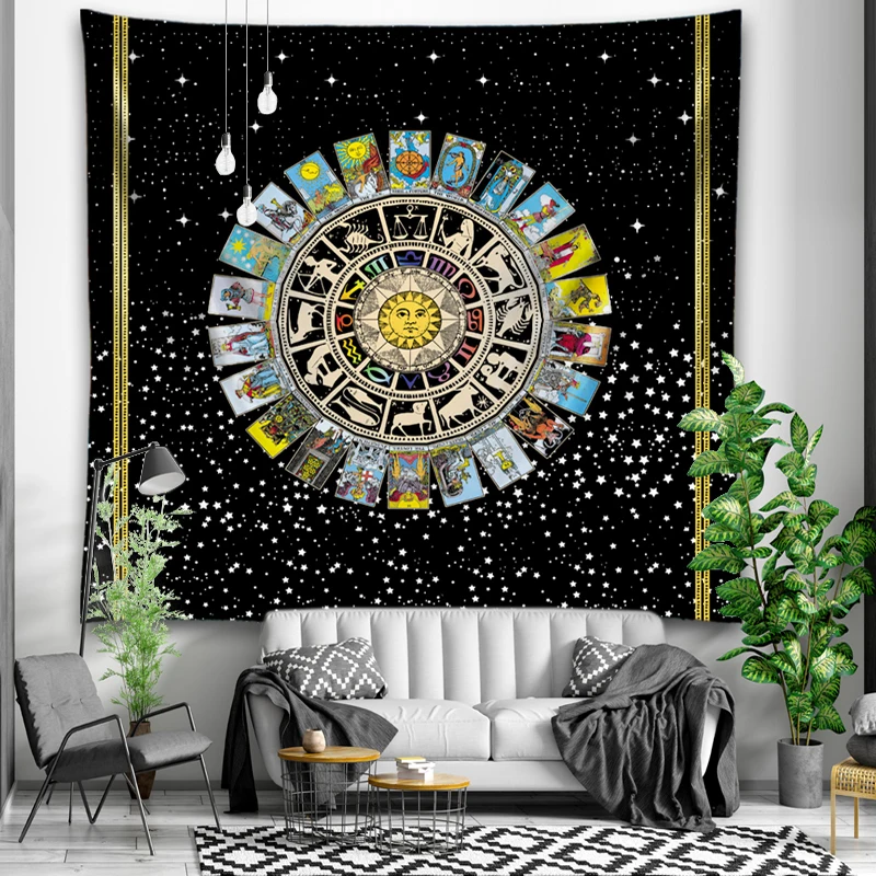 Celestial Zodiac Constellation Tapestry Wall Hanging Boho Astrology Star Galaxy Decor Cosmic Space Bohemian Room Art Poster
