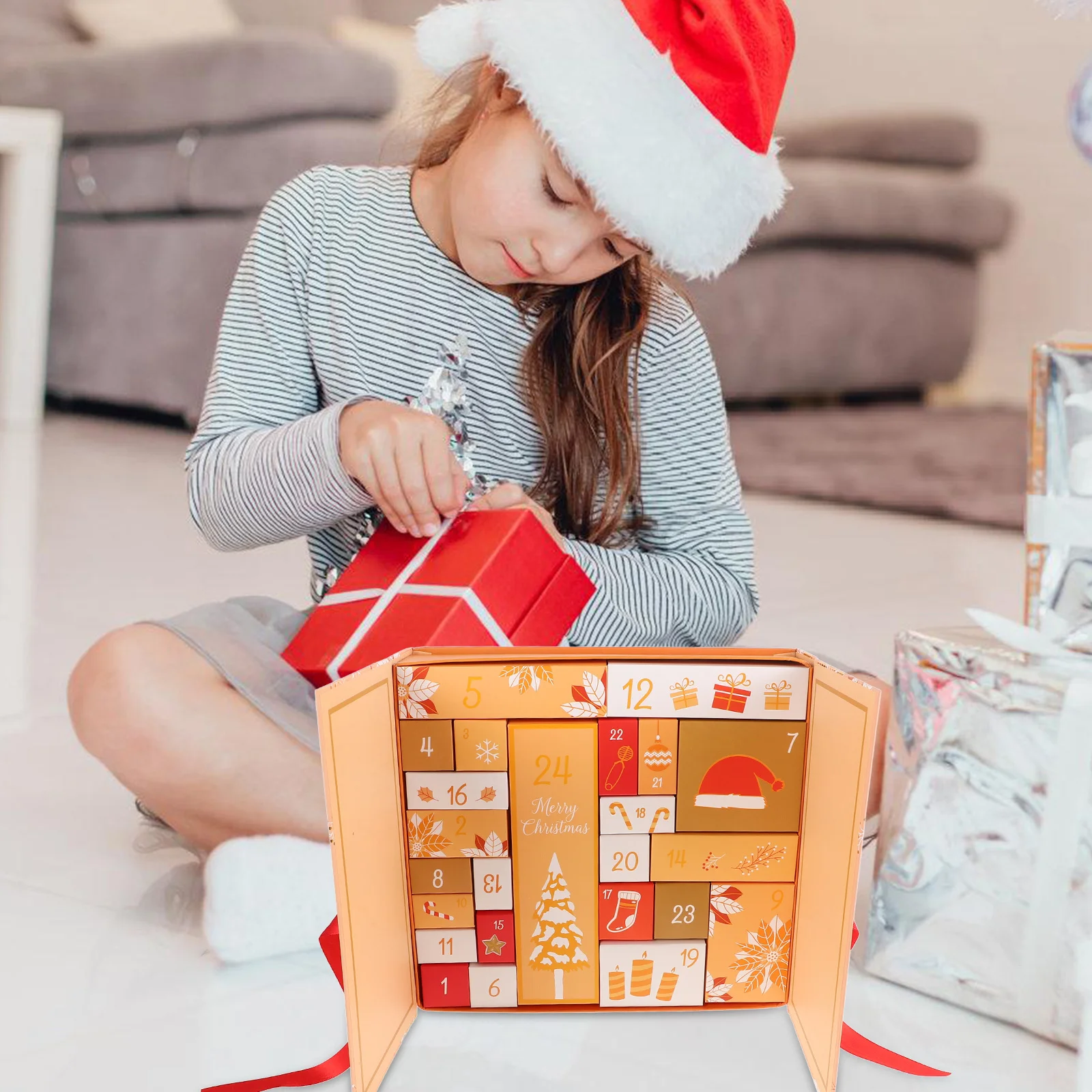 

20 Christmas Countdown Calendar Box Xmas Party Favor Empty Boxes DIY Cardboard Advent Calendar Treat Packaging