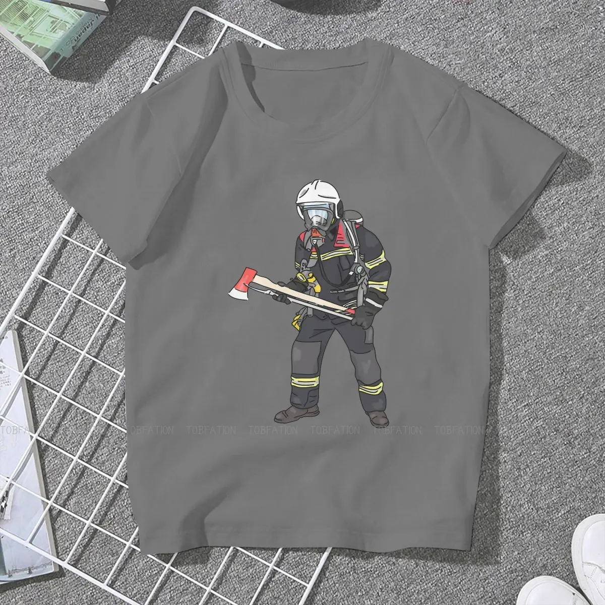 With Equipment Hipster TShirts Firefighter Holy Professional Harajuku Pure Cotton Streetwear T Shirt Round Neck 4XL