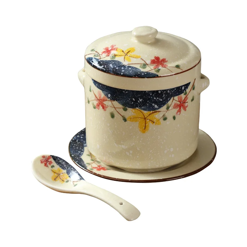 Ceramic Waterproof Stew Pot with Lid Double Lid  Stewed Bird  Steamed Egg Double Ear Stew Pot Family Soup Cup Restaurant