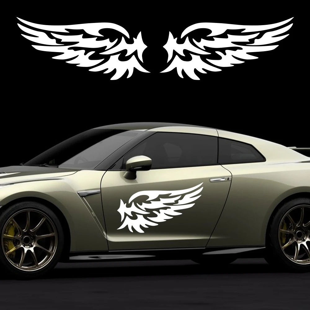

2PCS Creative Wings Shape Car Stickers Self-adhesive Car Door Side Vinyl Decals PVC Auto Body Decoration Stickers Accessories