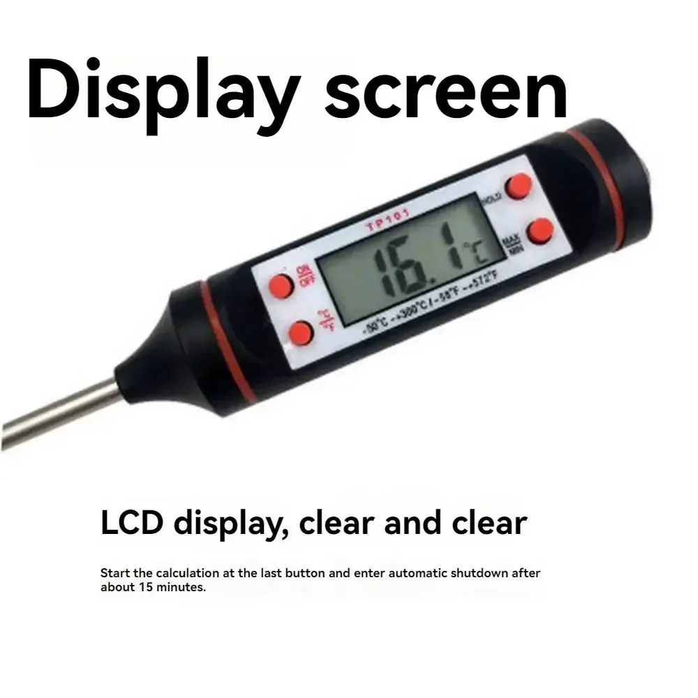 Digital Food Thermometer, Electronic Probe with LCD Display for Kitchen, Baking, Cooking & Grill, Liquid Temperature Meter