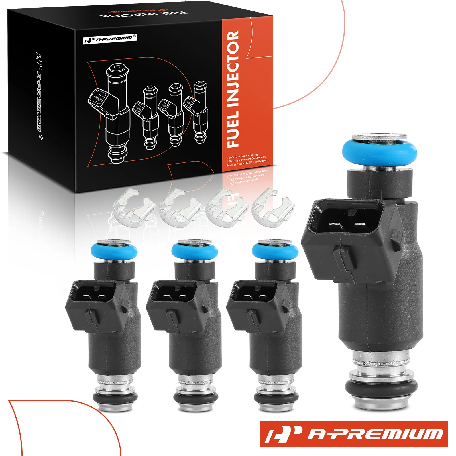 A-Premium 4Pcs Black Silver Fuel Injector with O-rings for Chevrolet Chevrolet 2009