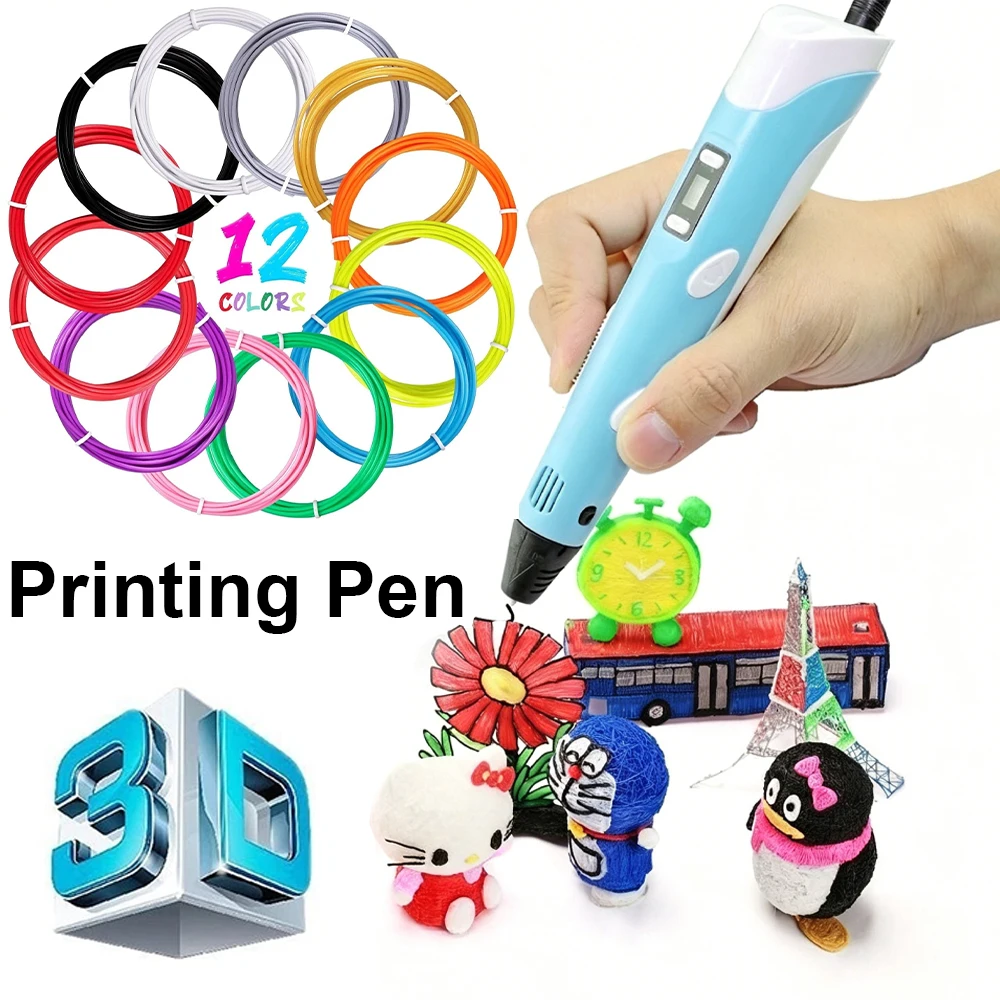 Electronic 3D Printing Pen with 36M PLA Consumables High-Temperature 3D Graffiti Tool Intelligent Toy Christmas Birthday Gift