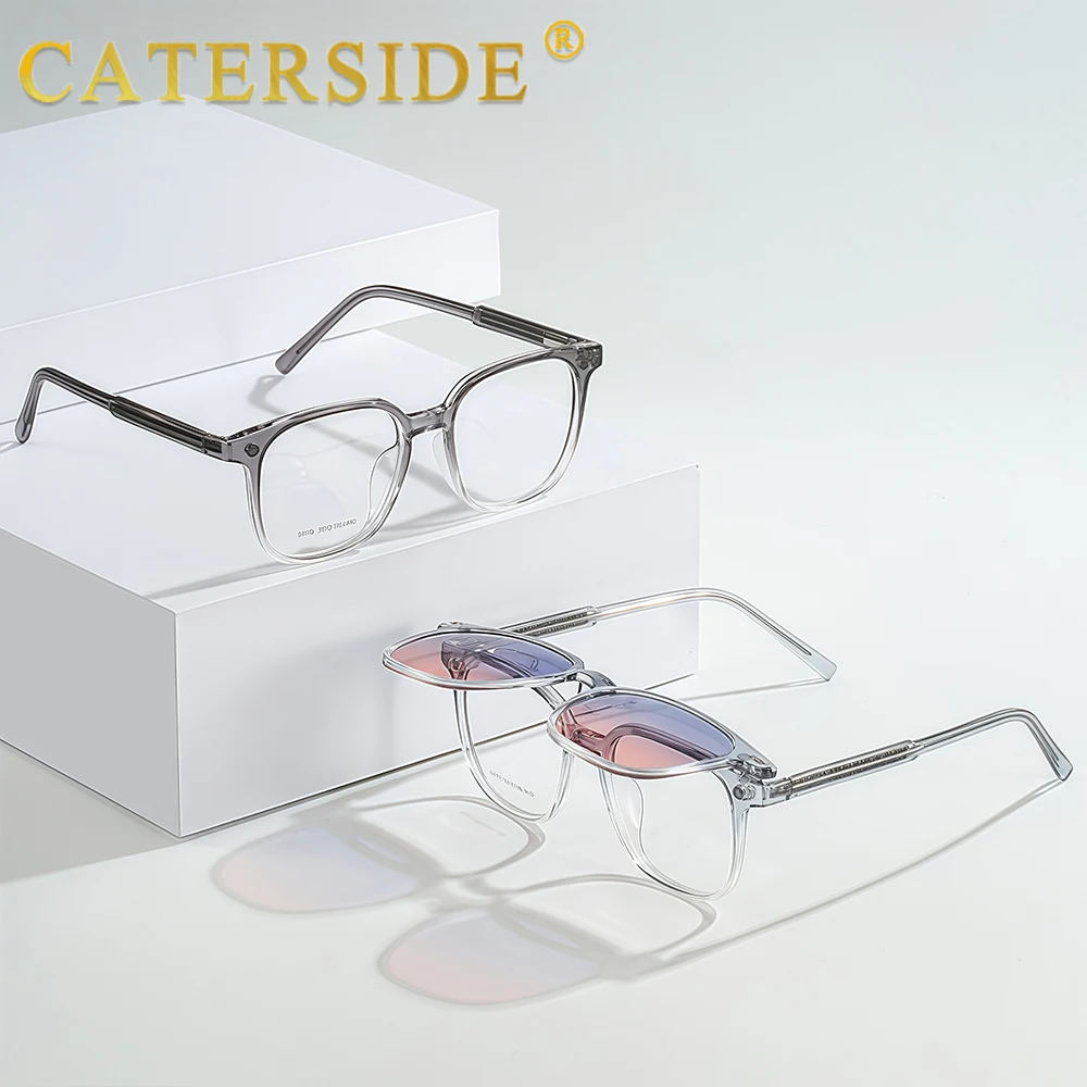 CATERSIDE Fashion Women's Optical Lenses Magnetic Suction Clip Polarized Sunglasses Men's Driving Fishing Prescription Glasses