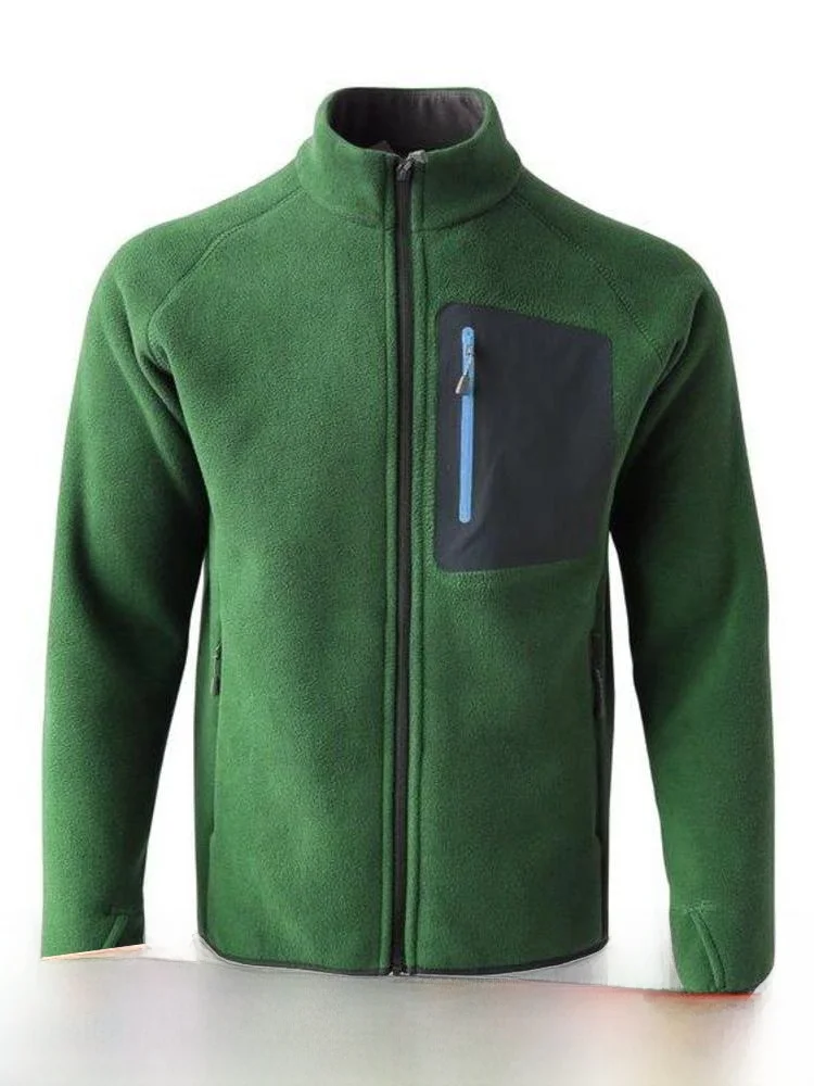 

Thiened Fce Outdoor Casual Jaet New Autumn Winter Men's Zipper Closure Long Sve Stand Fit Universal Faion