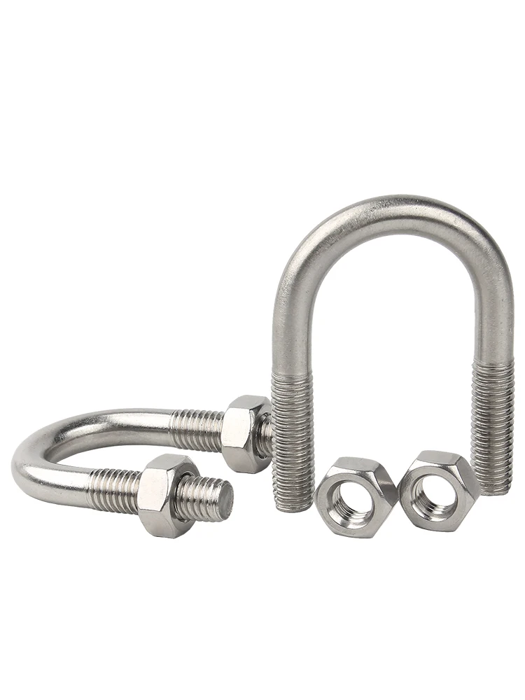 M6 M8 304 A2 Stainless Steel U-Bolts U-shaped Screw U-shaped Buckle Bolt U-shaped Pipe Clamp Nut Combination