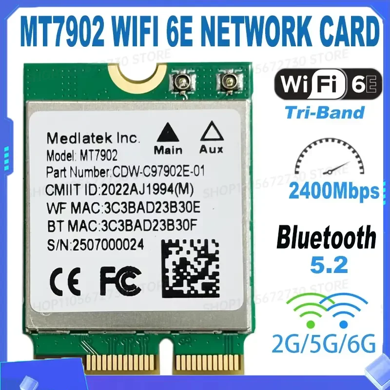 for ZZ 2026 Mt7902 Combo Wireless Card Ngff Cnvi Standard Wifi6E 2400Mbps Wifi Bluetooth 5.2 For Notebook Upgrade