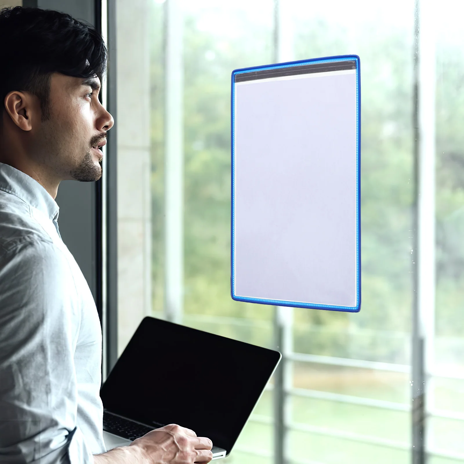 Magnetic File Pockets Wall Mount Document Organizer For Fridge Whiteboard Office Classroom Storage Pocket Blue