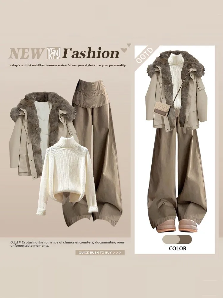 

Faionable Hong Kong Sle, женские хлопковые брюки с меховым воротником, широкие брюки, повседневные брюки для отдыха, большие размеры, утягивающие уличные брюки