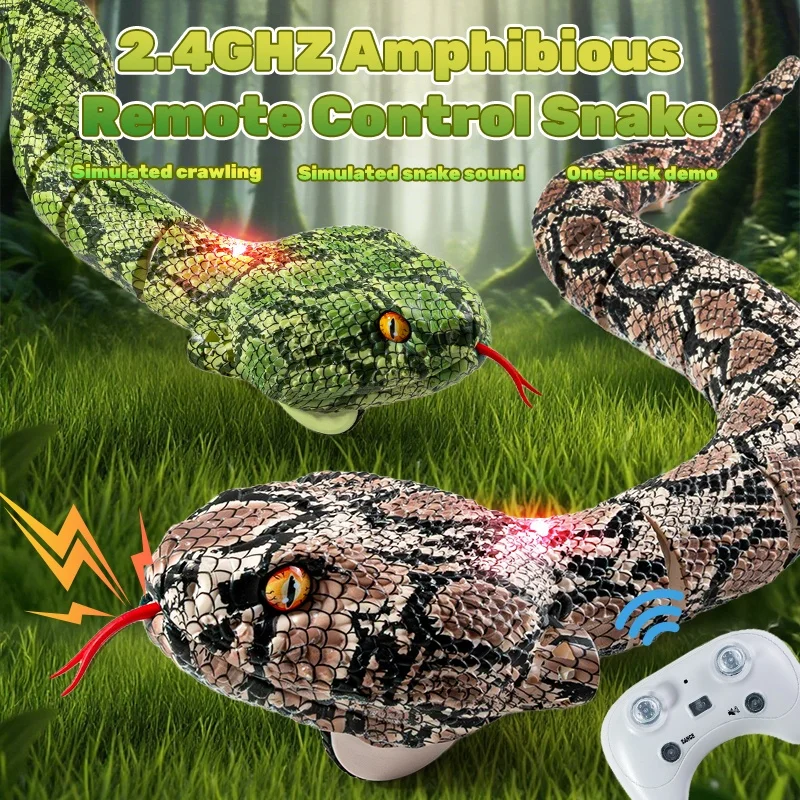 Electronic Animal Outdoor Remote Control Snake Toys Simulated Rattlesnake Crawling One Key Demo RC Controlled Snake