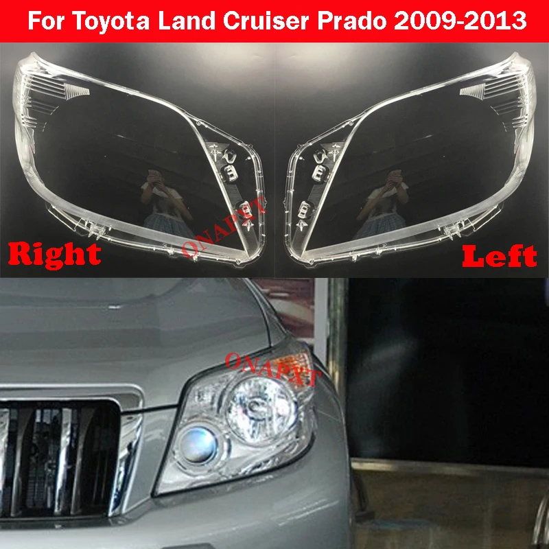 Front Car Protective cover headlights glass lamp shade shell lamp transparent cover For Toyota Land Cruiser Prado 2009-2013