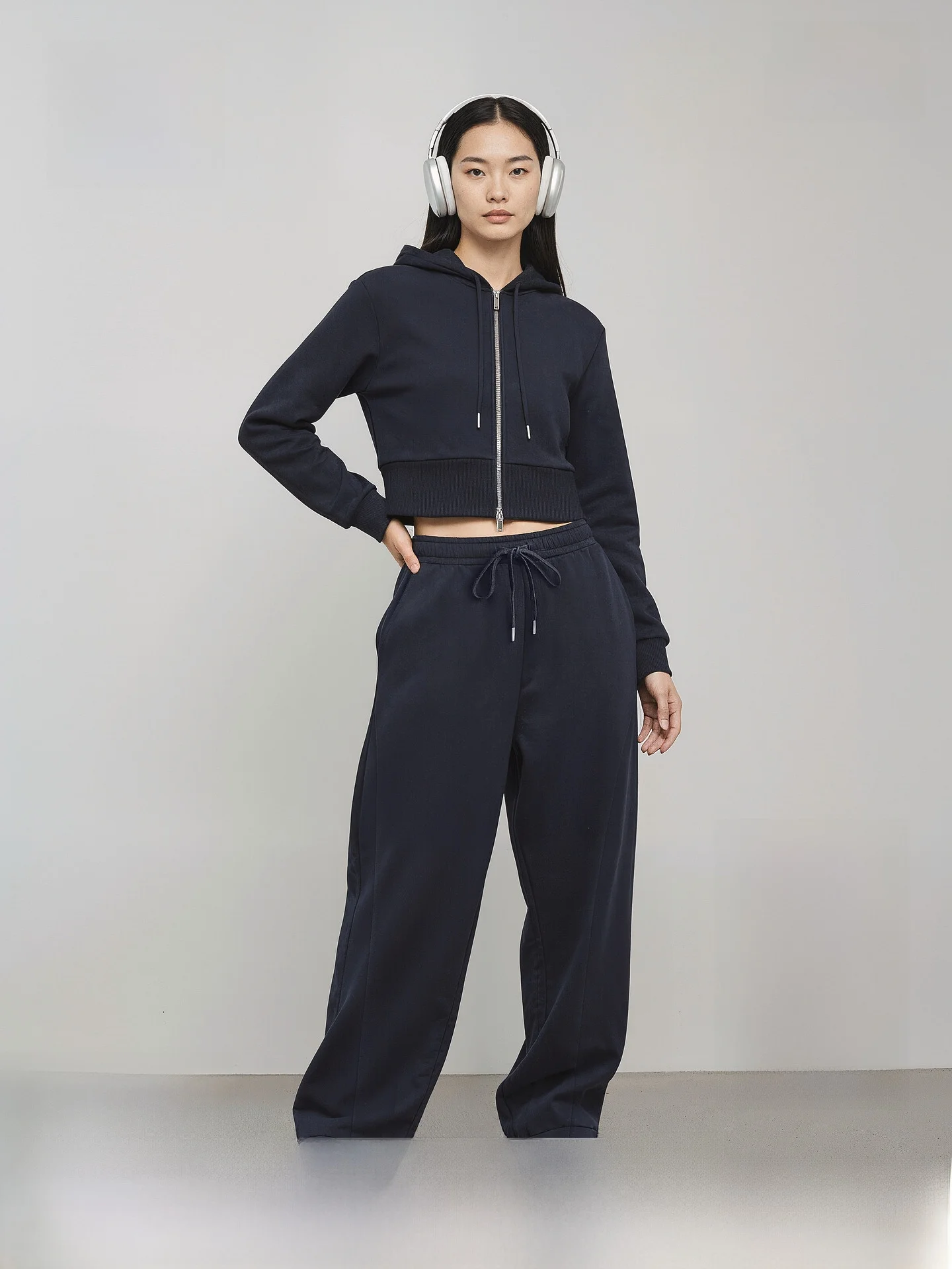 

Женская модная толстовка H&M в американском стиле с капюшоном на молнии, весенняя коллекция, полиэстер, хлопок