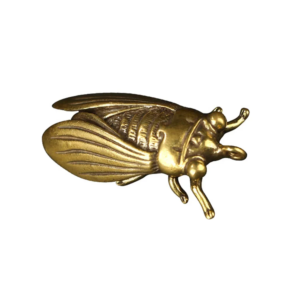 1pc Cicada statue Carved Collection Creative Exquisite Figure Handmade Ornaments Pure Brass Portable Practical