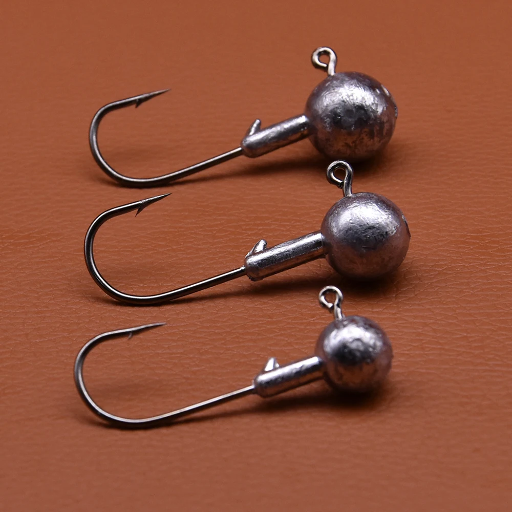 Mr.Lurion 50 Stück 1,5 g/2 g/3 g/5 g/7 g/9 g/10 g/14 g/18 g/22 g/28 g Jighaken mit rundem Kopf, weiche Köderhaken zum Angeln – Detail 4