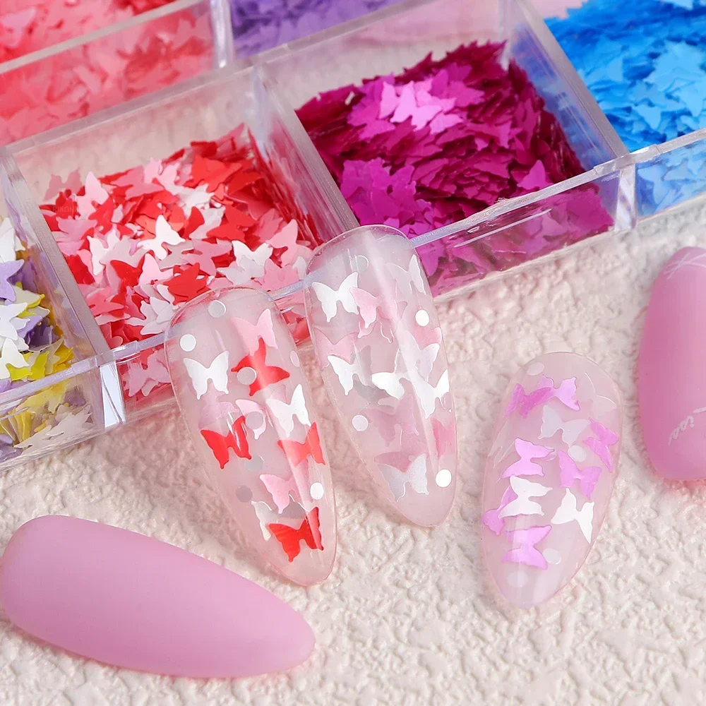 12-siatkowe kolorowe motyle Nail Art cekiny summers dekoracje Mini płatki motylkowe DIY akcesoria zawieszki do paznokci