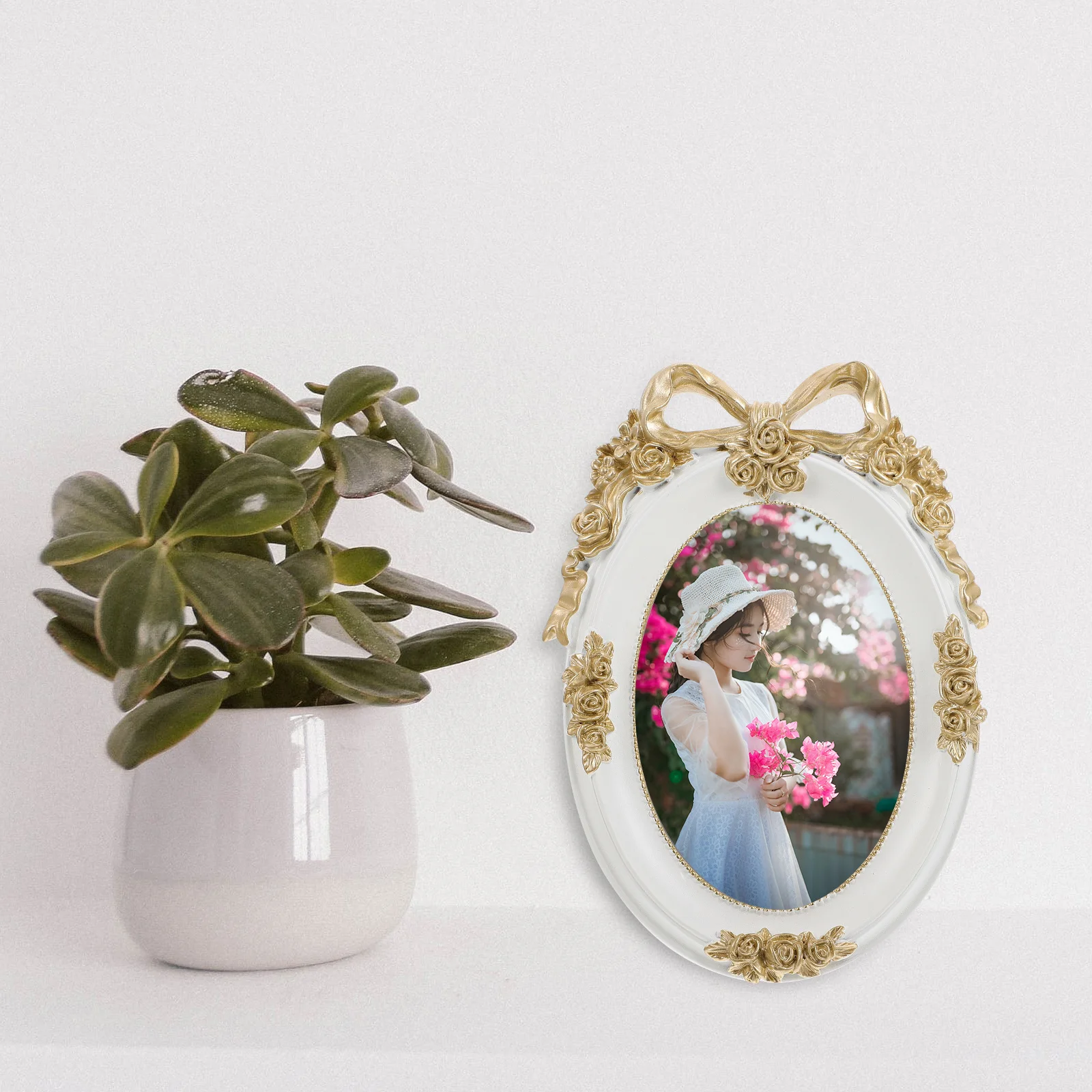 

Bow Decor Vintage Trustworthy Photo Frame Ornate Picture Resin Tabletop Frames Embellishment