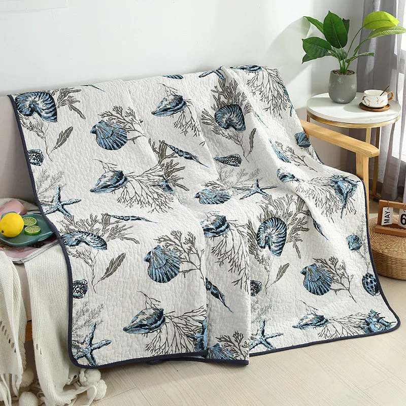 

Home Cotton Quilted Bedspread on The Bed Quilt Ocean Style Summer Blanket Coverlet Padded Plaid Cubrecam Sofa Bed Cover Colchas